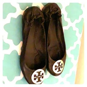 Tory Burch flats black with silver buckle